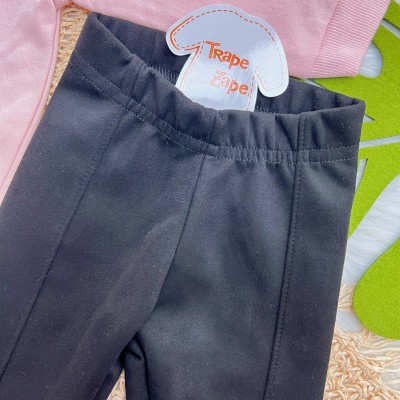 Conj. Blusa de Moletom Laço Bordado e Calça Legging - Rosa